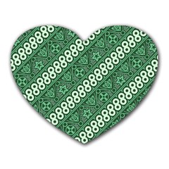 Batik-green Heart Mousepad