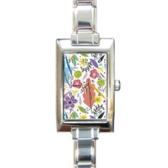 Flowers-101 Rectangle Italian Charm Watch