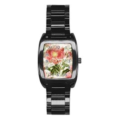 Flowers-102 Stainless Steel Barrel Watch