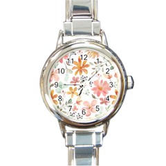 Flowers-107 Round Italian Charm Watch