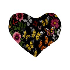 Flowers-109 Standard 16  Premium Heart Shape Cushions by nateshop