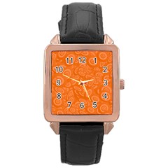 Orange-ellipse Rose Gold Leather Watch  by nateshop