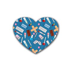 Medicine Pattern Rubber Heart Coaster (4 Pack) by SychEva