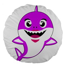 Purple Shark Fish Large 18  Premium Flano Round Cushions