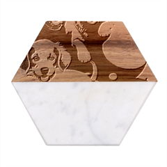 Cute Dog Dogs Animal Pet Marble Wood Coaster (hexagon)  by Semog4