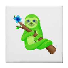 Sloth Branch Cartoon Fantasy Tile Coaster