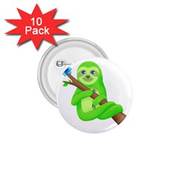 Sloth Branch Cartoon Fantasy 1 75  Buttons (10 Pack)