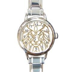 Lion Face Wildlife Crown Round Italian Charm Watch