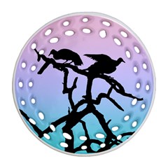 Birds Bird Vultures Tree Branches Round Filigree Ornament (two Sides)