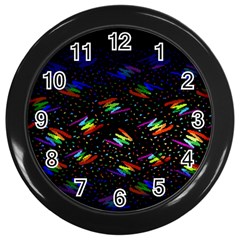 Rainbows Pixel Pattern Wall Clock (black)