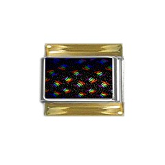 Rainbows Pixel Pattern Gold Trim Italian Charm (9mm)