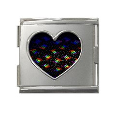 Rainbows Pixel Pattern Mega Link Heart Italian Charm (18mm)