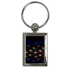 Rainbows Pixel Pattern Key Chain (rectangle)