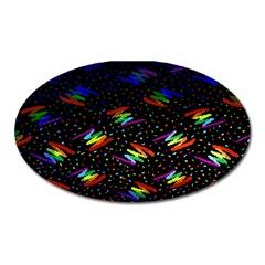 Rainbows Pixel Pattern Oval Magnet