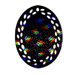 Rainbows Pixel Pattern Oval Filigree Ornament (two Sides) by Semog4