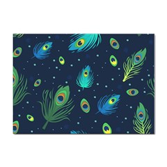 Blue Background Pattern Feather Peacock Sticker A4 (10 pack)