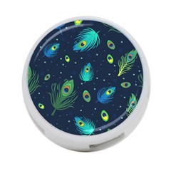 Blue Background Pattern Feather Peacock 4-port Usb Hub (two Sides)