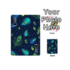 Blue Background Pattern Feather Peacock Playing Cards 54 Designs (mini)