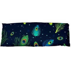 Blue Background Pattern Feather Peacock Body Pillow Case Dakimakura (two Sides)