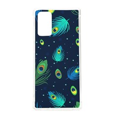 Blue Background Pattern Feather Peacock Samsung Galaxy Note 20 Tpu Uv Case