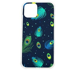 Blue Background Pattern Feather Peacock Iphone 12 Pro Max Tpu Uv Print Case