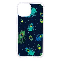Blue Background Pattern Feather Peacock Iphone 13 Mini Tpu Uv Print Case by Semog4