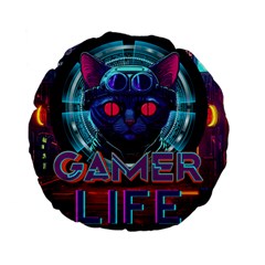 Gamer Life Standard 15  Premium Flano Round Cushions by minxprints