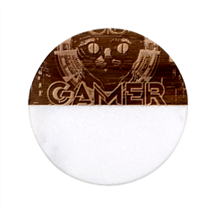 Gamer Life Classic Marble Wood Coaster (round)  by minxprints