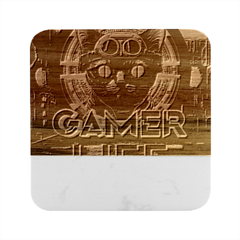 Gamer Life Marble Wood Coaster (square) by minxprints