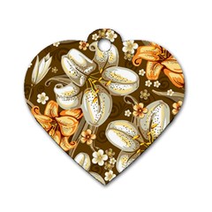 Flowers Pattern Floral Patterns Decorative Art Dog Tag Heart (one Side)