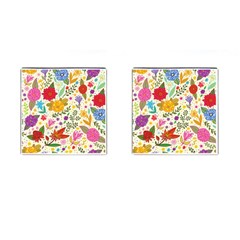 Colorful Flowers Pattern Abstract Patterns Floral Patterns Cufflinks (square) by Semog4