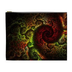 Green And Red Lights Wallpaper Fractal Digital Art Artwork Cosmetic Bag (XL)
