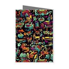 Cartoon Monster Pattern Abstract Background Mini Greeting Cards (pkg Of 8) by Semog4