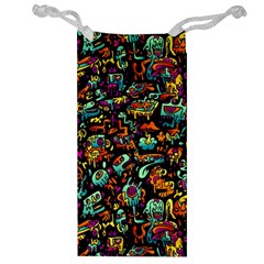 Cartoon Monster Pattern Abstract Background Jewelry Bag by Semog4