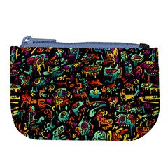 Cartoon Monster Pattern Abstract Background Large Coin Purse by Semog4