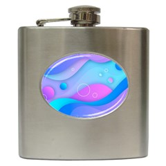 Colorful Blue Purple Wave Hip Flask (6 Oz) by Semog4