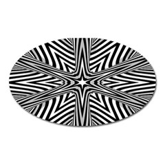 Fractal Star Mandala Black And White Oval Magnet by Semog4