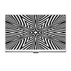 Fractal Star Mandala Black And White Business Card Holder by Semog4