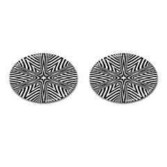 Fractal Star Mandala Black And White Cufflinks (oval) by Semog4