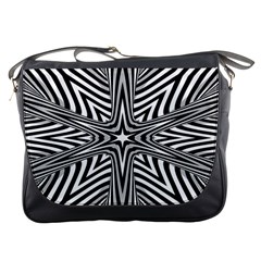 Fractal Star Mandala Black And White Messenger Bag by Semog4