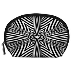 Fractal Star Mandala Black And White Accessory Pouch (large) by Semog4