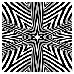 Fractal Star Mandala Black And White Wooden Puzzle Square by Semog4