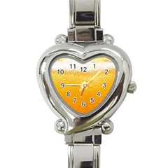 Texture Pattern Macro Glass Of Beer Foam White Yellow Heart Italian Charm Watch