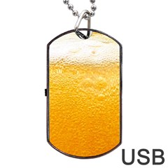 Texture Pattern Macro Glass Of Beer Foam White Yellow Dog Tag Usb Flash (one Side) by Semog4