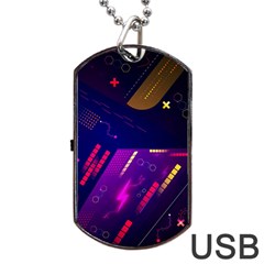 Colorful Abstract Background Creative Digital Art Colorful Geometric Artwork Dog Tag Usb Flash (two Sides) by Semog4