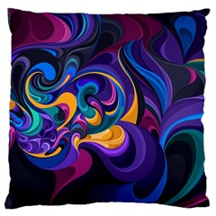 Colorful Waves Abstract Waves Curves Art Abstract Material Material Design Large Premium Plush Fleece Cushion Case (one Side) by Semog4