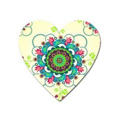 Mandala Flowers Abstract Butterflies Floral Pattern Summer Heart Magnet by Semog4