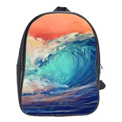 Artistic Wave Sea School Bag (large) by Semog4