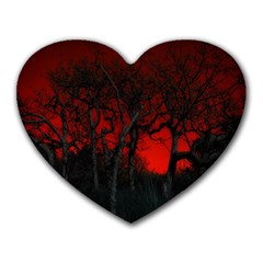 Dark Forest Jungle Plant Black Red Tree Heart Mousepad by Semog4