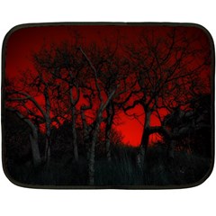 Dark Forest Jungle Plant Black Red Tree Two Sides Fleece Blanket (mini)